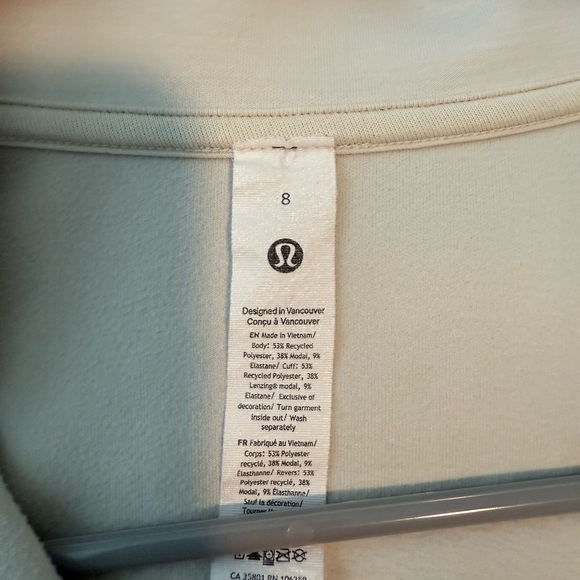 Lululemon Cream Scuba Half Zip Pullover - Picture 2 of 3